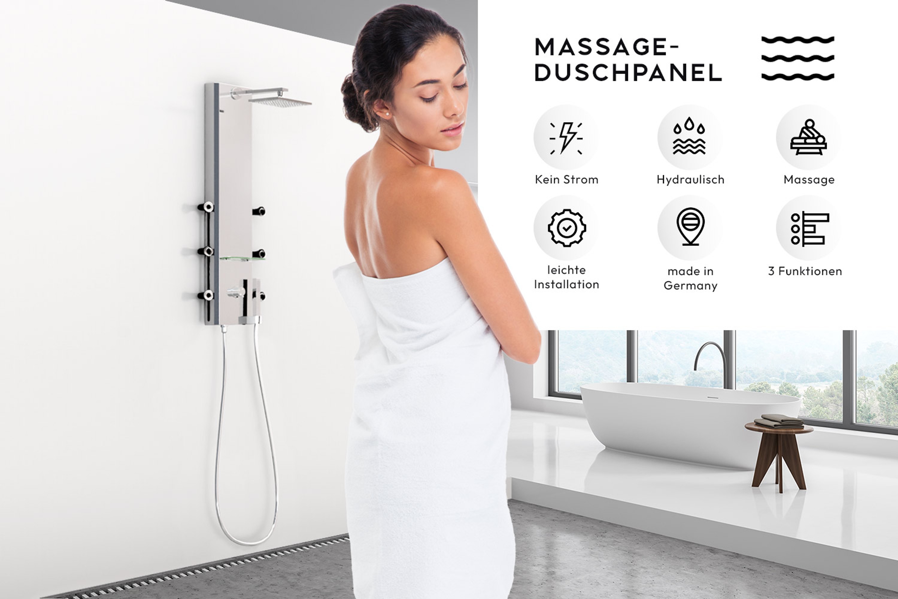 Dusbad Aqua Dancer einzigartiges bewegliches Duschpaneel Made in Germany silber Dusbad Aqua Dancer einzigartiges bewegliches Duschpaneel Made in Germany silber