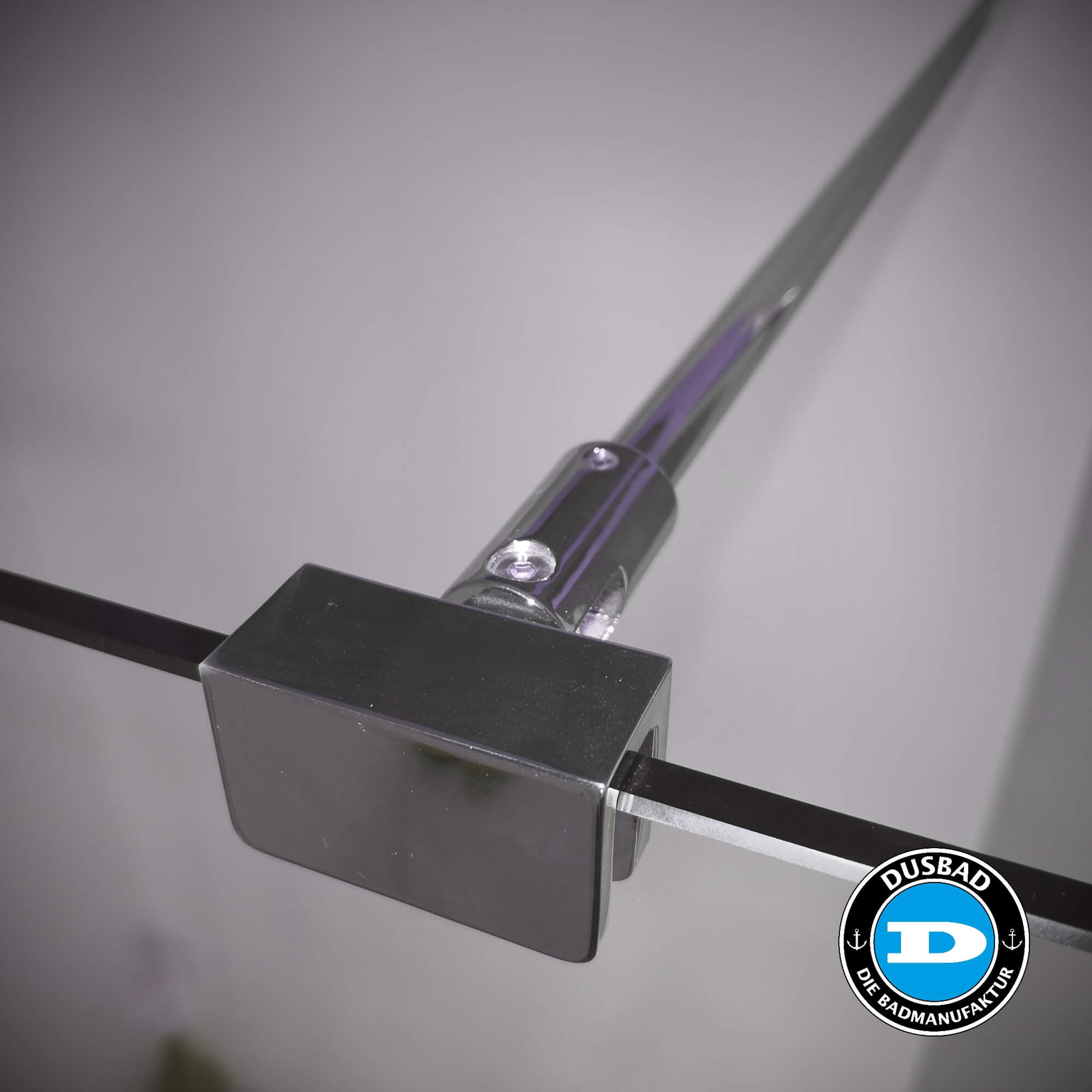 Dusbad Wandanschluss-Set - Stabilisator für Duschkabine/ Duschabtrennung Glas/Wand 1200mm, chrom