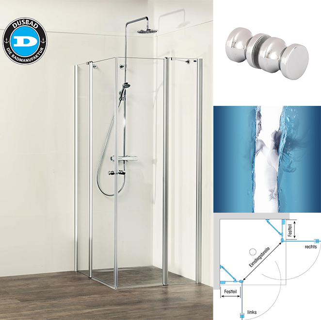 336- 337- woman Vital-2-Dusche--Pendeltuer--Glasdusche-mit-Eckeinstieg-Dusbad-Dusar