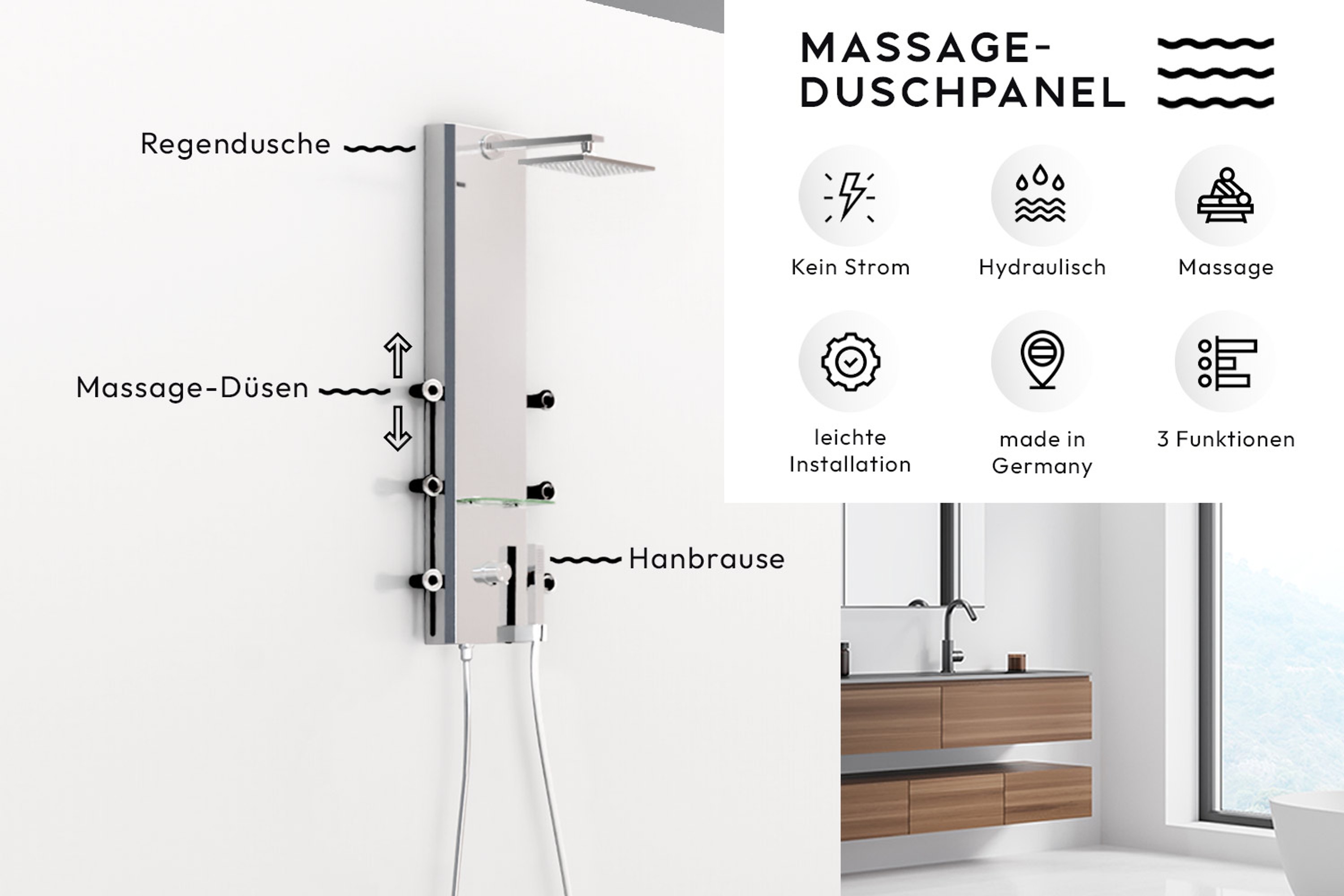 Dusbad Aqua Dancer einzigartiges bewegliches Duschpaneel Made in Germany silber Dusbad Aqua Dancer einzigartiges bewegliches Duschpaneel Made in Germany silber