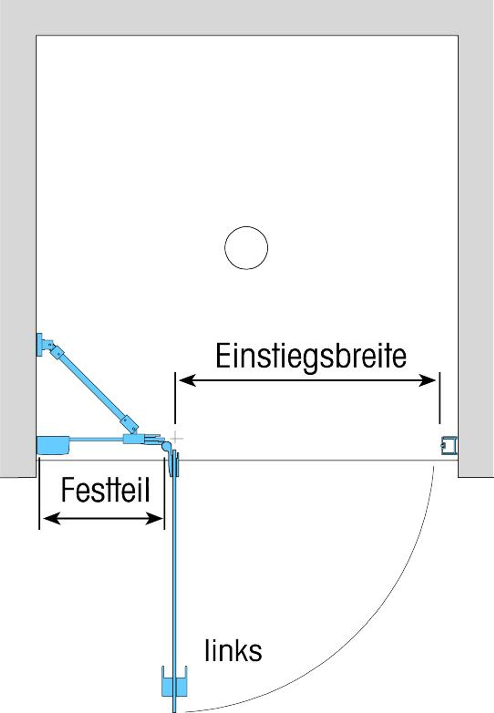 Duschkabine/ Duschabtrennung Dusbad Vital 8 'Black Edition' Dusche / Pendeltür mit Festteil / Nische ESG 8mm - Made in Germany