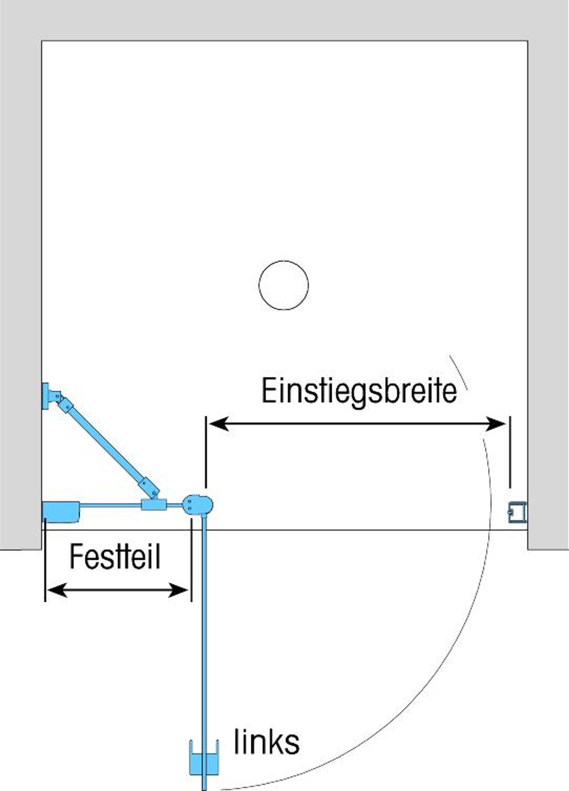 Duschkabine/ Duschabtrennung Dusbad Vital 2 Pendeltür an Festteil für Nischendusche  links 1200mm