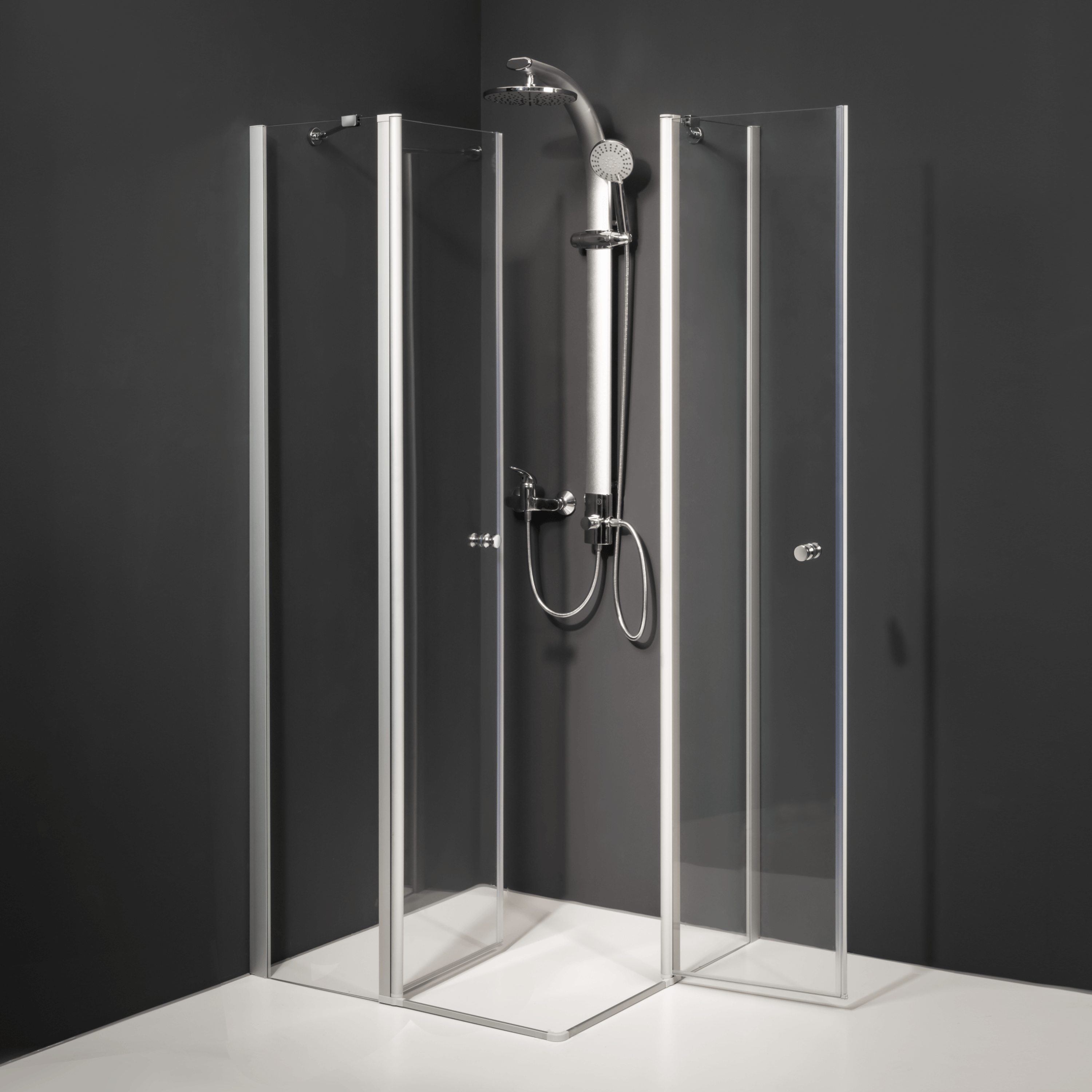Duschkabine/ Duschabtrennung Dusbad Vital 5 Eckeinstieg Pendeltür an Festteil 4 teilig 80x80cm