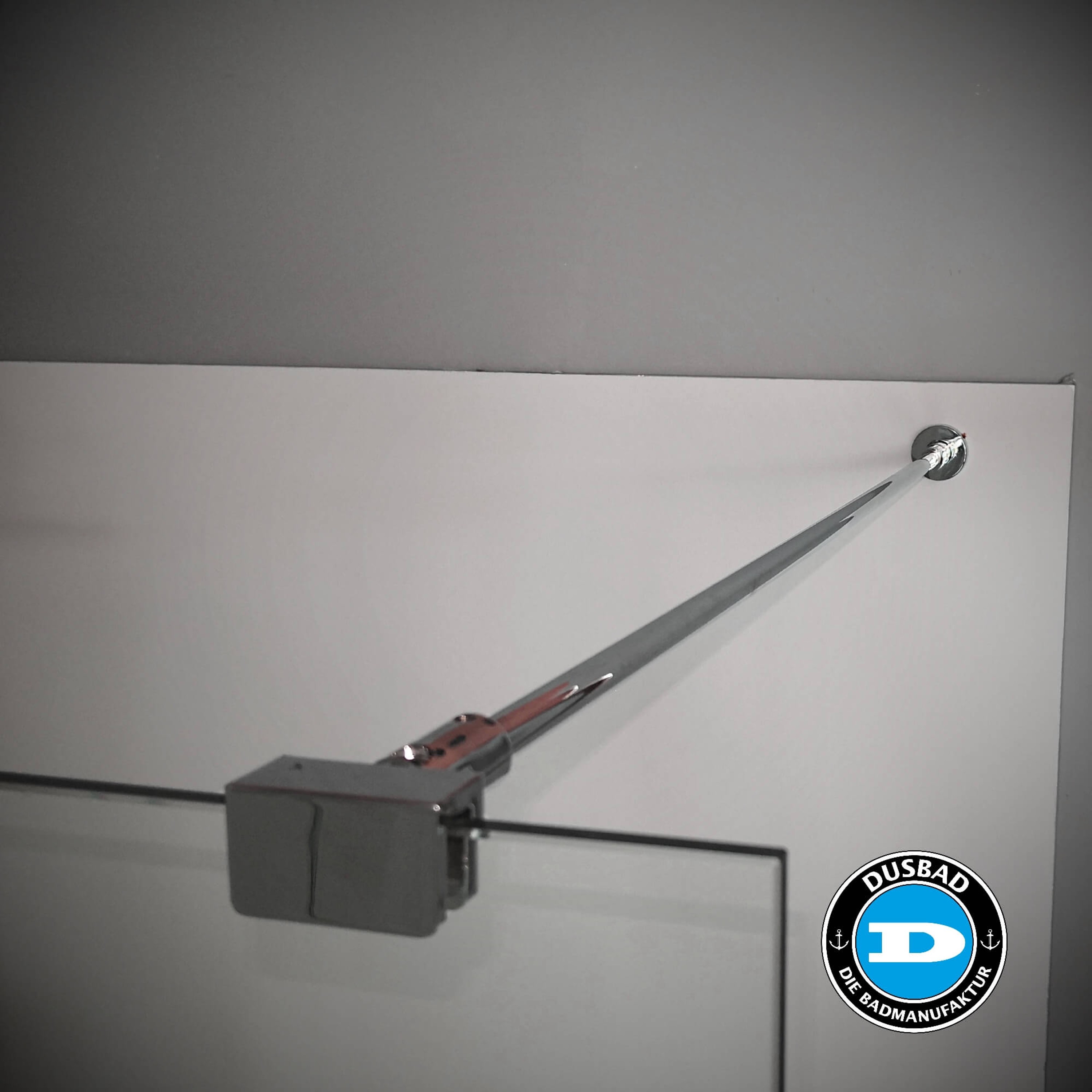 Dusbad Wandanschluss-Set - Stabilisator für Duschkabine/ Duschabtrennung Glas/Wand 1200mm, chrom
