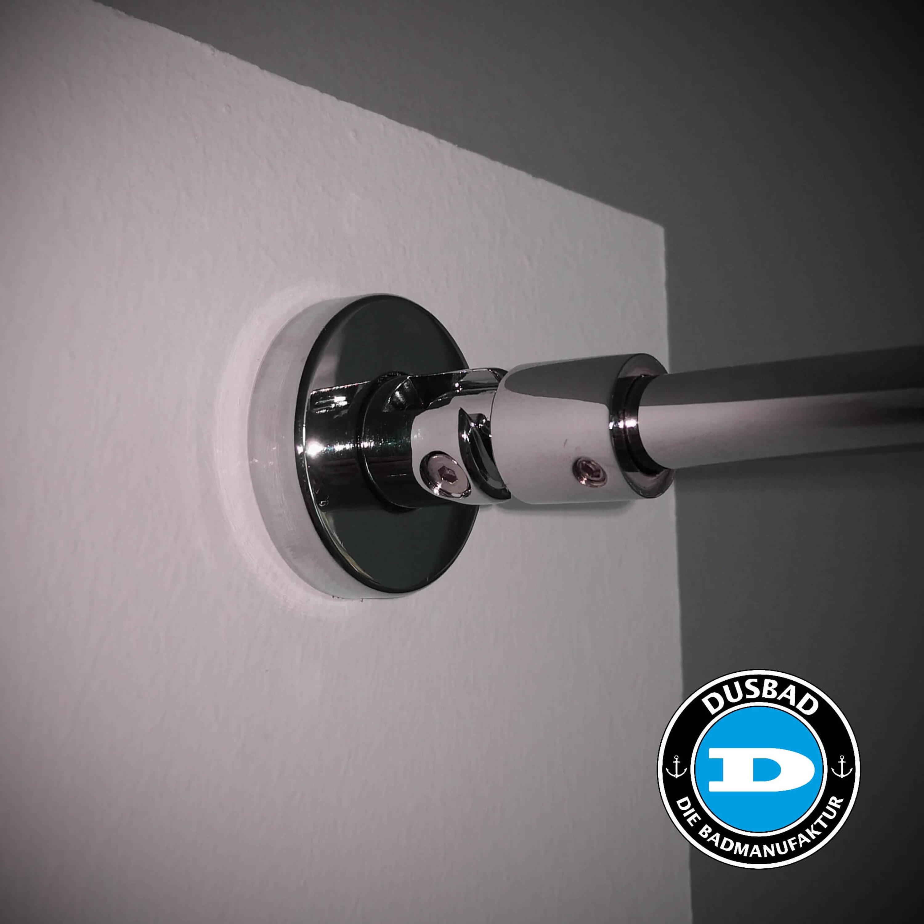 Dusbad Wandanschluss-Set - Stabilisator für Duschkabine/ Duschabtrennung Glas/Wand 1200mm, chrom